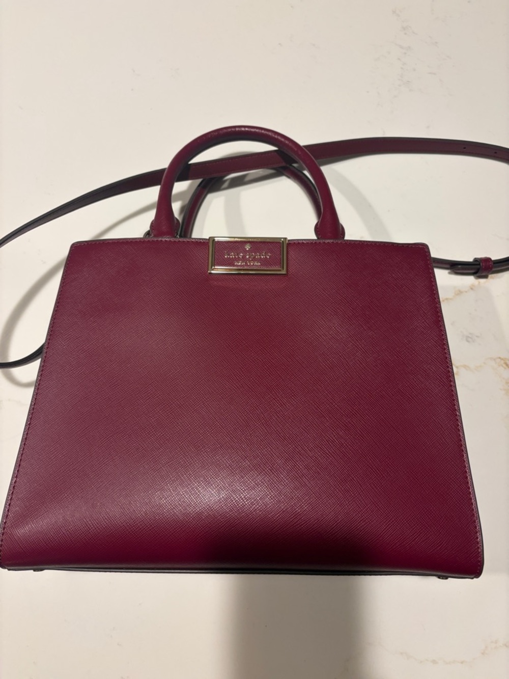 kate spade Wine Saffiano Leather Top-Handle Satchel
